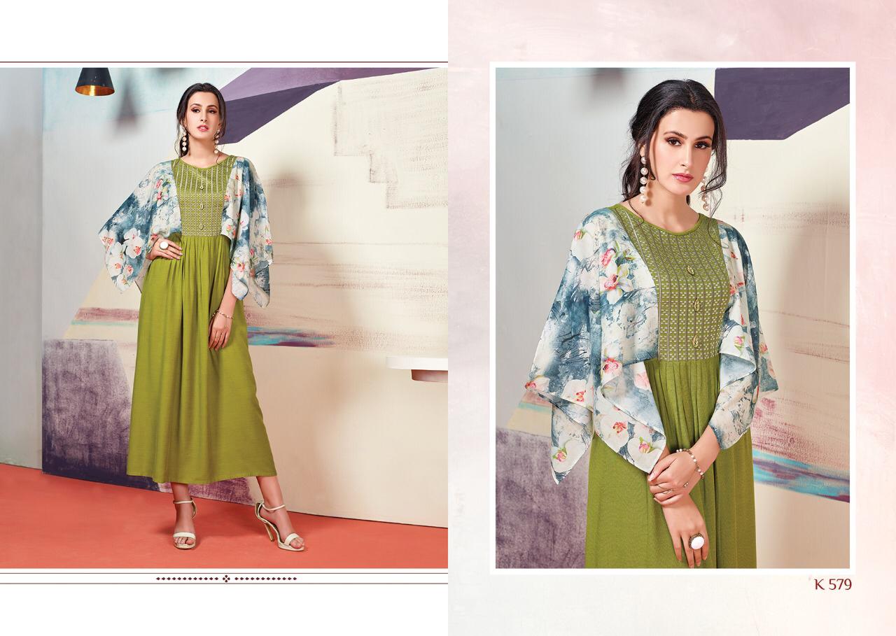 Cloud Vol-10 By Eternal Fashion 572 To 579 Series Beautiful Stylish Fancy Colorful Casual Wear & Ethnic Wear & Ready To Wear Heavy Rayon Print With Embroidery Kurtis At Wholesale Price