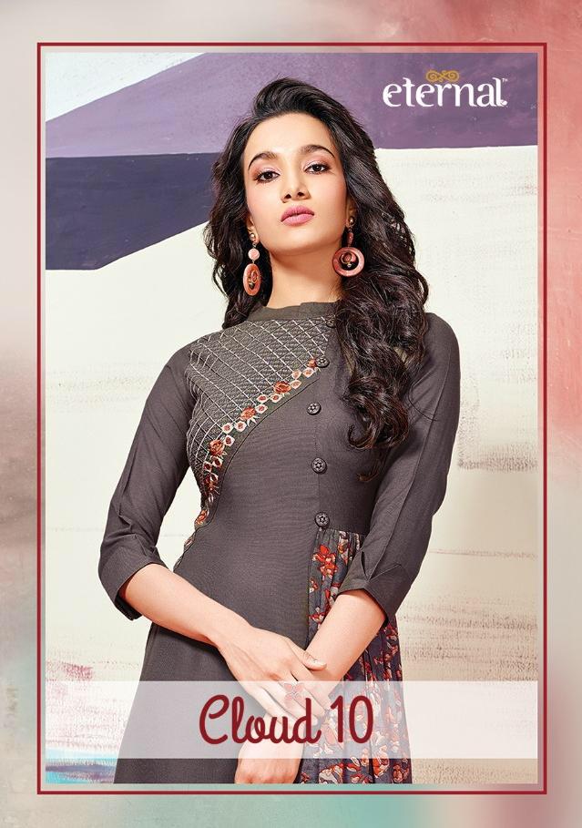 Cloud Vol-10 By Eternal Fashion 572 To 579 Series Beautiful Stylish Fancy Colorful Casual Wear & Ethnic Wear & Ready To Wear Heavy Rayon Print With Embroidery Kurtis At Wholesale Price