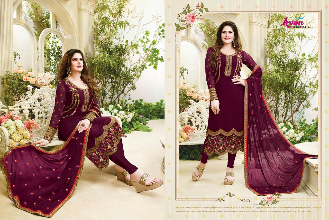 Colours Carnival Vol-6 By Avon Trendz 952-a To 952-d Designer Colorful Beautiful Occasional Wear Georgette With Work Dresses At Wholesale Price