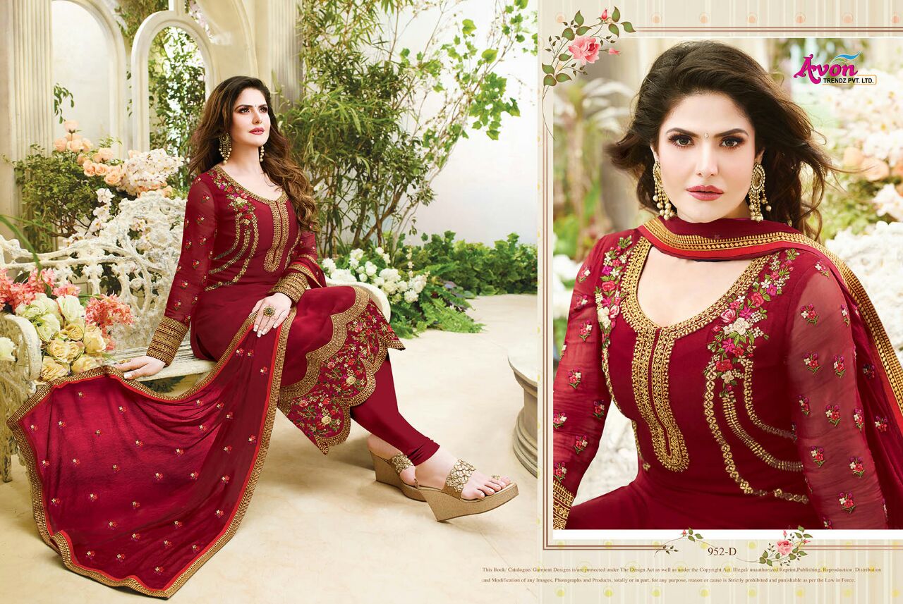 Colours Carnival Vol-6 By Avon Trendz 952-a To 952-d Designer Colorful Beautiful Occasional Wear Georgette With Work Dresses At Wholesale Price