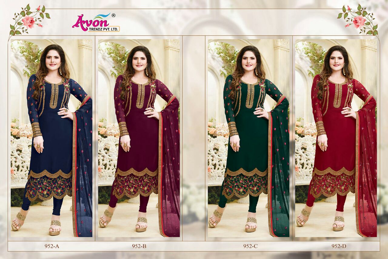 Colours Carnival Vol-6 By Avon Trendz 952-a To 952-d Designer Colorful Beautiful Occasional Wear Georgette With Work Dresses At Wholesale Price