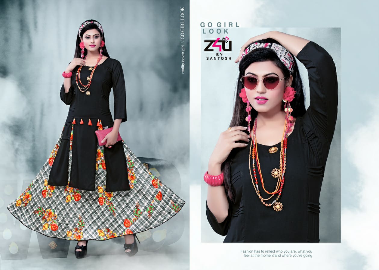 Coming Soon By Z4u 01 To 10 Series Beautiful Colorful Stylish Fancy Casual Wear & Ethnic Wear & Ready To Wear Heavy Rayon Printed Kurtis With Skirt At Wholesale Price