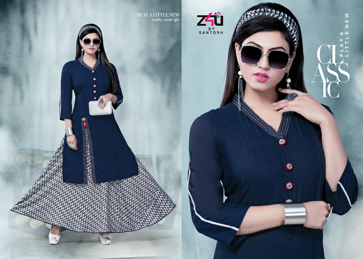 Coming Soon By Z4u 01 To 10 Series Beautiful Colorful Stylish Fancy Casual Wear & Ethnic Wear & Ready To Wear Heavy Rayon Printed Kurtis With Skirt At Wholesale Price