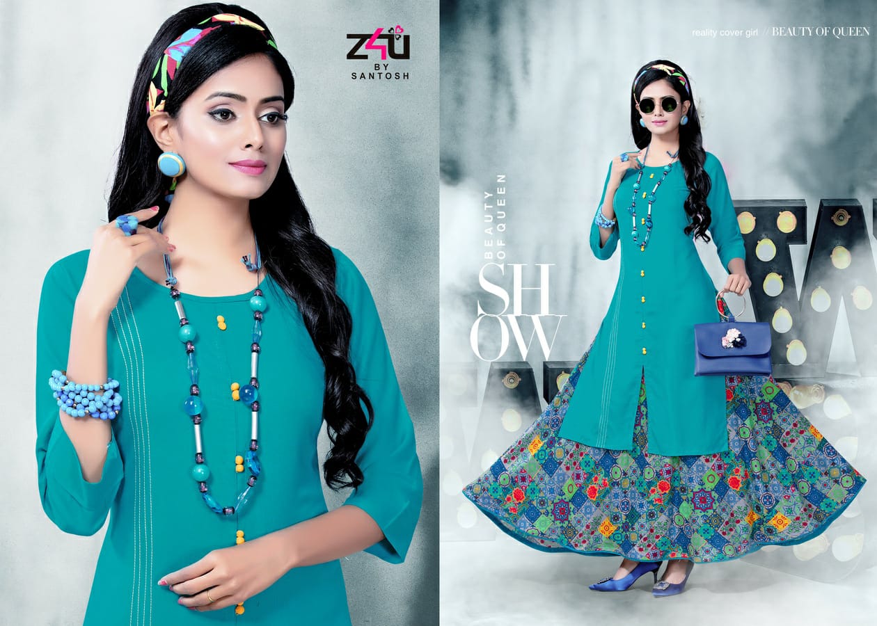 Coming Soon By Z4u 01 To 10 Series Beautiful Colorful Stylish Fancy Casual Wear & Ethnic Wear & Ready To Wear Heavy Rayon Printed Kurtis With Skirt At Wholesale Price