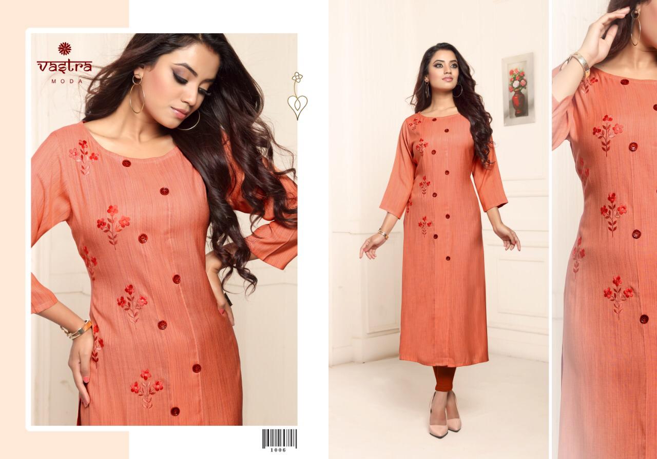 Coral By Vastra Moda 1001 To 1008 Series Beautiful Designer Colorful Stylish Fancy Casual Wear & Ethnic Wear & Ready To Wear Premium Lining Rayon Kurtis At Wholesale Price