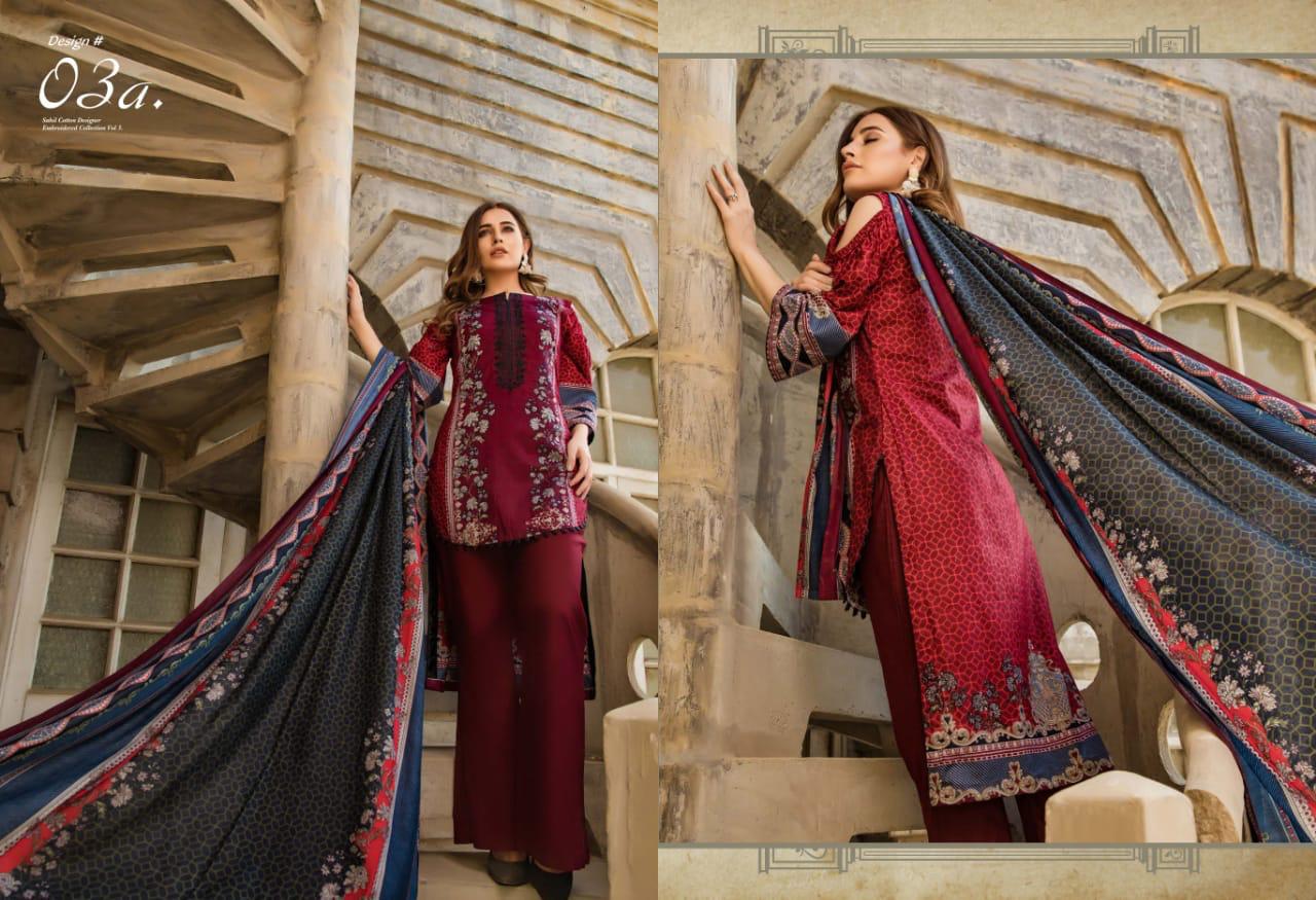 Cotton Designer Vol-3 By Sahil 1a-b To 5a-b Series Indian Traditional Wear Collection Beautiful Stylish Fancy Colorful Party Wear & Occasional Wear Coton Dresses At Wholesale Price