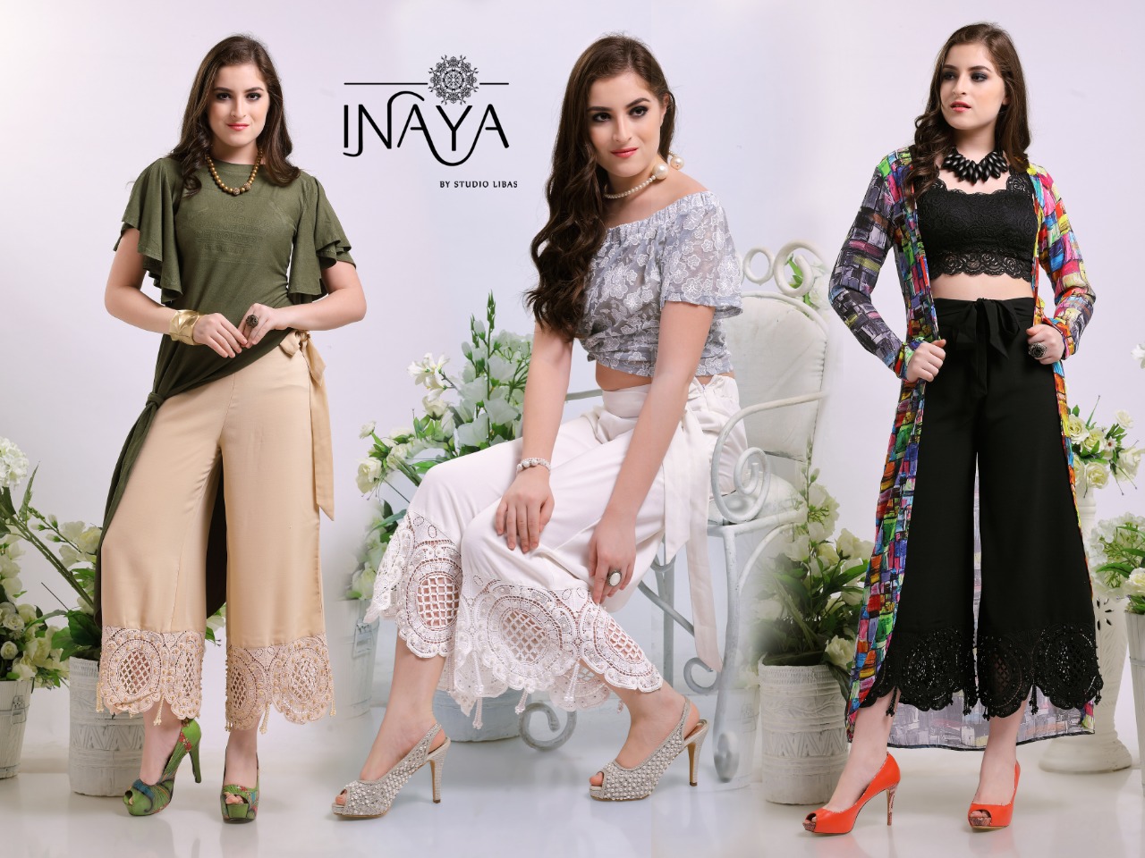 Culottes Pants By Inaya 01 To 03 Series Beautiful Colorful Stylish Fancy Casual Wear & Ethnic Wear Imported Opeg Pants At Wholesale Price