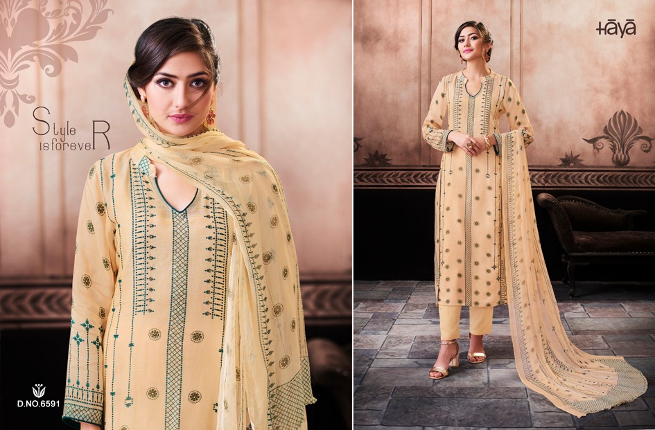 Cultural Ethnic By Haya 6581 To 6591 Series Designer Pakistani Suits Beautiful Stylish Fancy Colorful Festive Collection Party Wear & Occasional Wear Pure Cotton Silk Embroidered Dresses At Wholesale Price