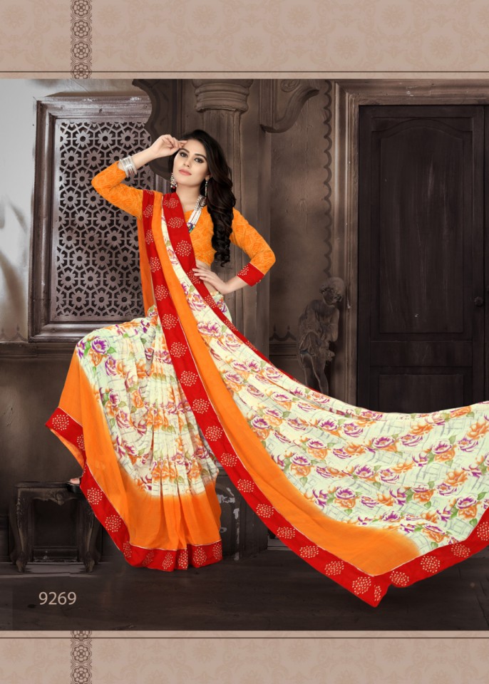 Custard Apple By Kodas 9264 To 9271 Series Indian Traditional Wear Collection Beautiful Stylish Fancy Colorful Party Wear & Occasional Wear Georgette Printed Sarees At Wholesale Price