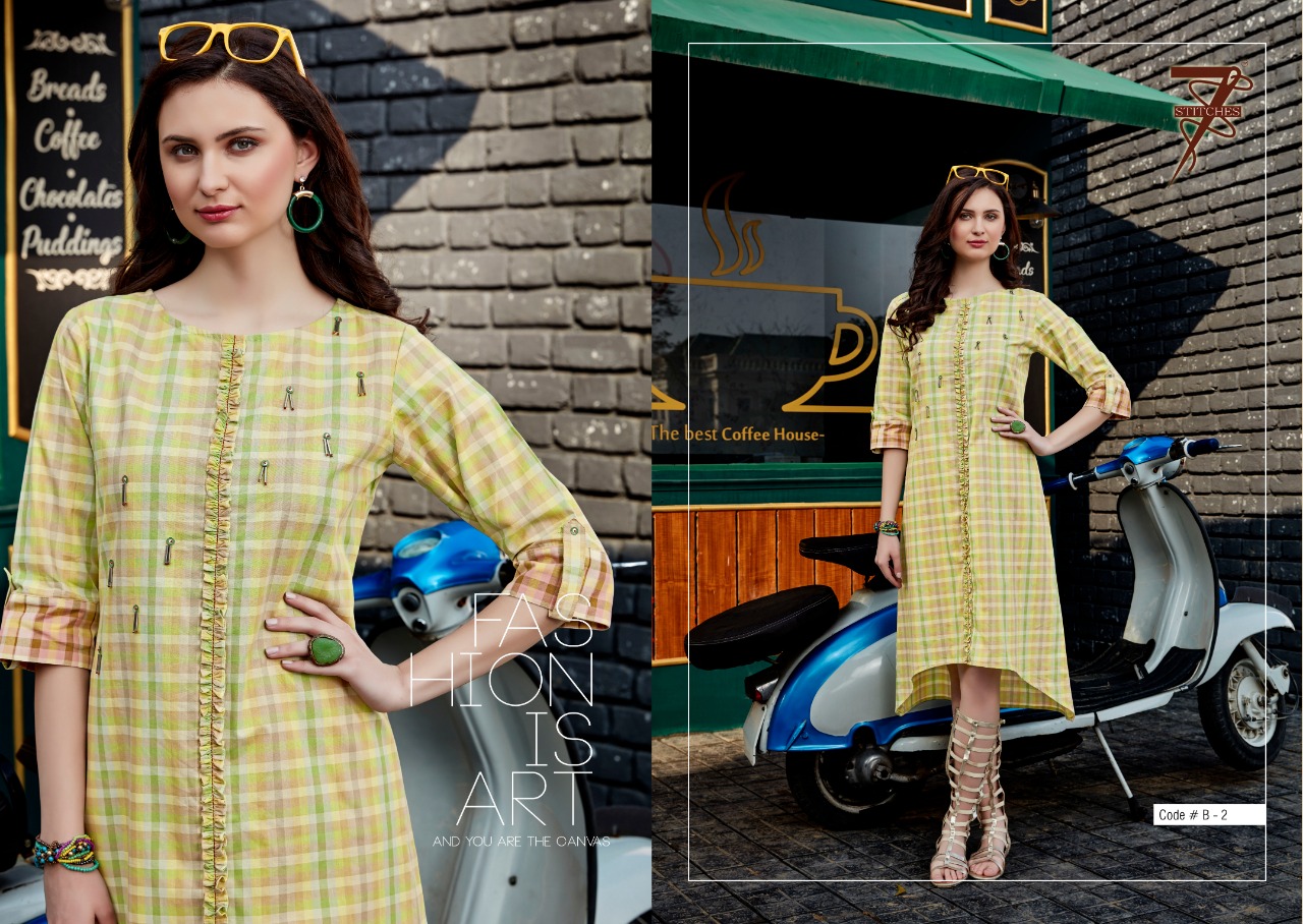Daizy By 7 Stitches 1 To 6 Series Beautiful Colorful Stylish Fancy Casual Wear & Ethnic Wear & Ready To Wear Pure Cotton Weaving Kurtis At Wholesale Price