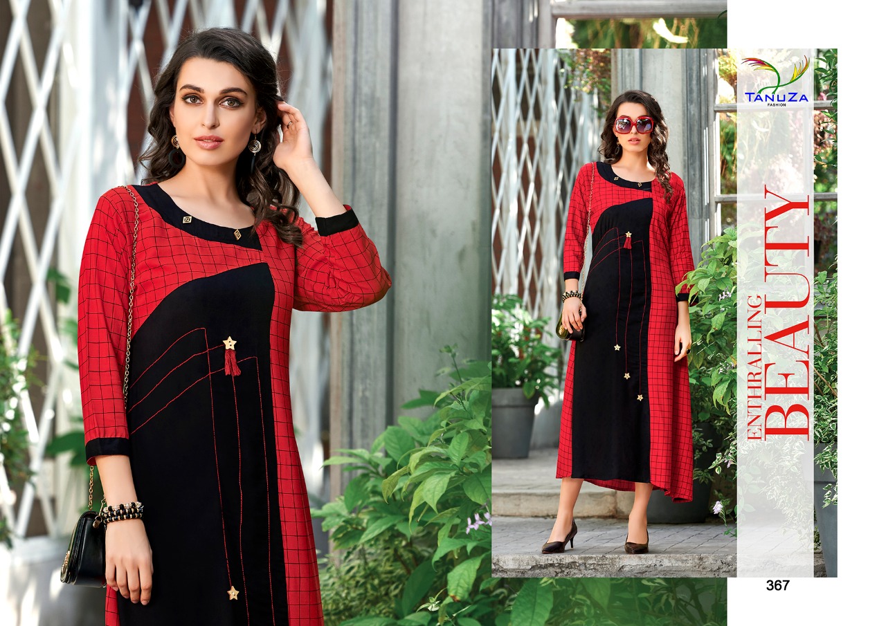 Darcy By Tanuza Fashion 366 To 376 Series Beautiful Colorful Stylish Fancy Casual Wear & Ethnic Wear & Ready To Wear Heavy Rayon Printed Kurtis At Wholesale Price