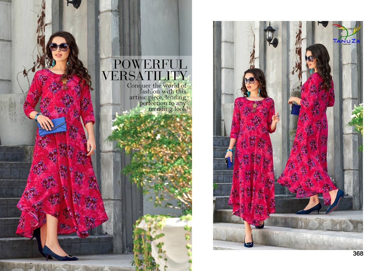 Darcy By Tanuza Fashion 366 To 376 Series Beautiful Colorful Stylish Fancy Casual Wear & Ethnic Wear & Ready To Wear Heavy Rayon Printed Kurtis At Wholesale Price