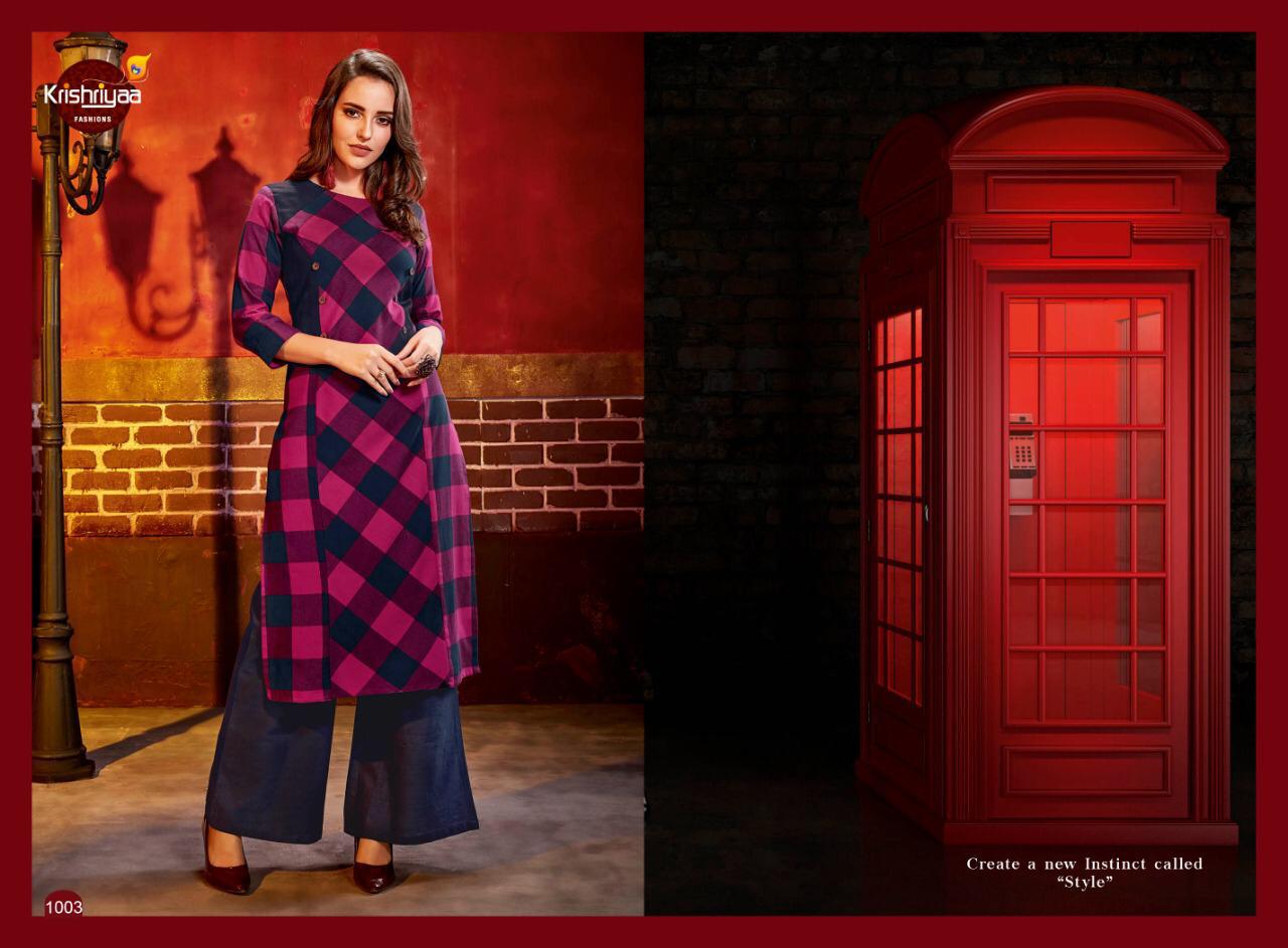 Dazzle Vol-5 By Krishriyaa 1001 To 1005 Series Designer Beautiful Stylish Fancy Colorful Party Wear & Ethnic Wear Dyed Cotton Kurtis With Bottom At Wholesale Price