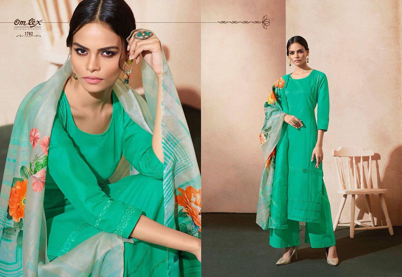Delicia By Om Tex 1781 To 1786 Series Designer Pakistani Suits Beautiful Stylish Fancy Colorful Party Wear & Ethnic Wear Cotton Lawn Dresses At Wholesale Price