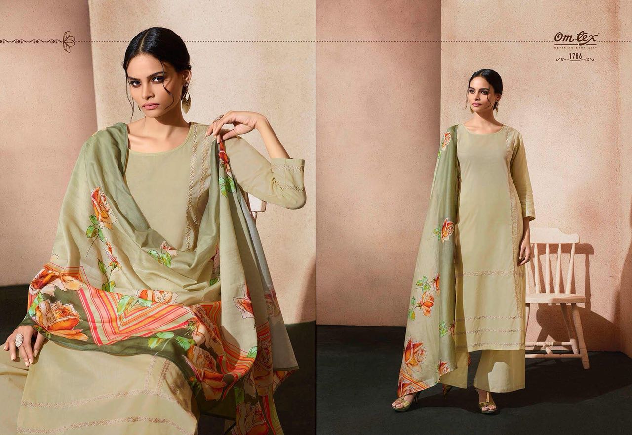 Delicia By Om Tex 1781 To 1786 Series Designer Pakistani Suits Beautiful Stylish Fancy Colorful Party Wear & Ethnic Wear Cotton Lawn Dresses At Wholesale Price