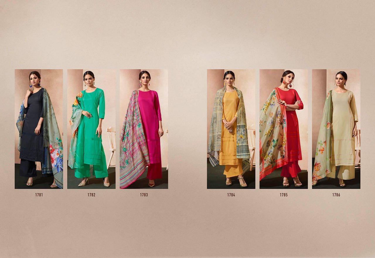 Delicia By Om Tex 1781 To 1786 Series Designer Pakistani Suits Beautiful Stylish Fancy Colorful Party Wear & Ethnic Wear Cotton Lawn Dresses At Wholesale Price