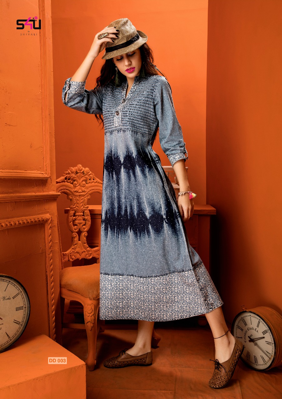 Denim Dairies Vol-2 By S4u Fashion 001 To 010 Series Designer Stylish Fancy Beautiful Colorful Casual Wear & Ethnic Wear Denim Printed & Embroidered Kurtis At Wholesale Price