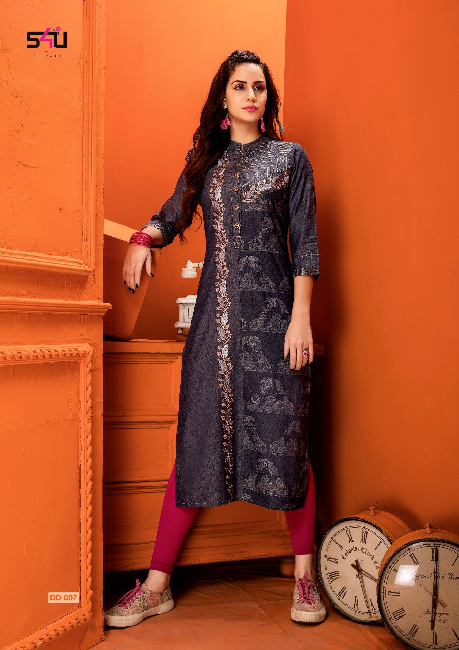 Denim Dairies Vol-2 By S4u Fashion 001 To 010 Series Designer Stylish Fancy Beautiful Colorful Casual Wear & Ethnic Wear Denim Printed & Embroidered Kurtis At Wholesale Price