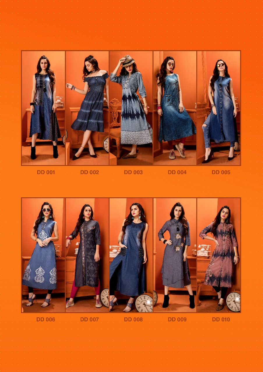 Denim Dairies Vol-2 By S4u Fashion 001 To 010 Series Designer Stylish Fancy Beautiful Colorful Casual Wear & Ethnic Wear Denim Printed & Embroidered Kurtis At Wholesale Price