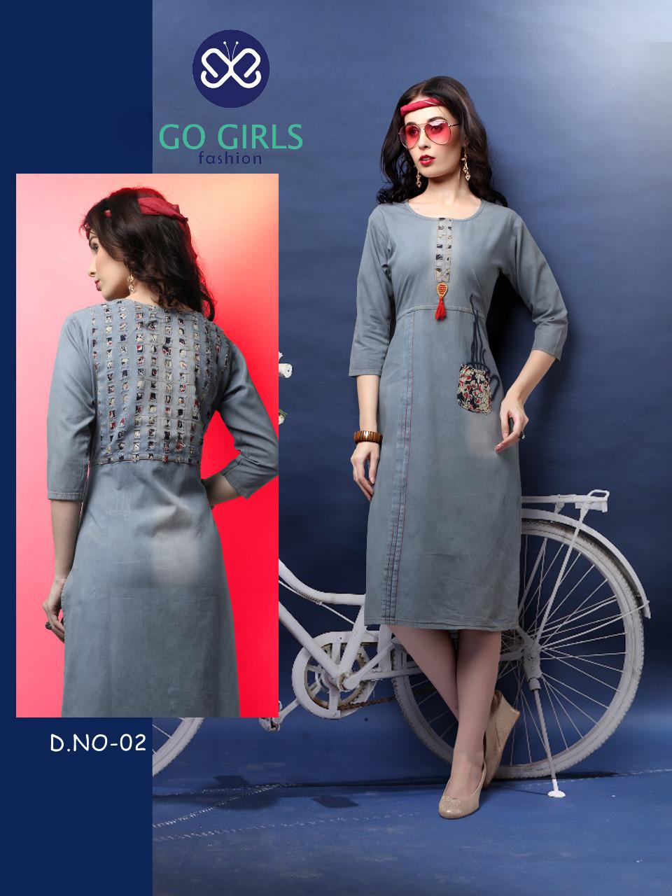 Denim Girl By Go Girls Fashion 01 To 06 Series Beautiful Colorful Stylish Fancy Casual Wear & Ethnic Wear & Ready To Wear Denim Kurtis At Wholesale Price