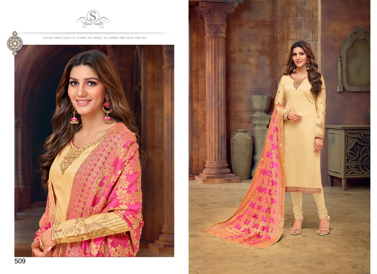 Desi Queen By Smaira Fashion 504 To 512 Series Designer Suits Beautiful Stylish Fancy Colorful Party Wear & Ethnic Wear Pure Cotton Silk With Work Dresses At Wholesale Price