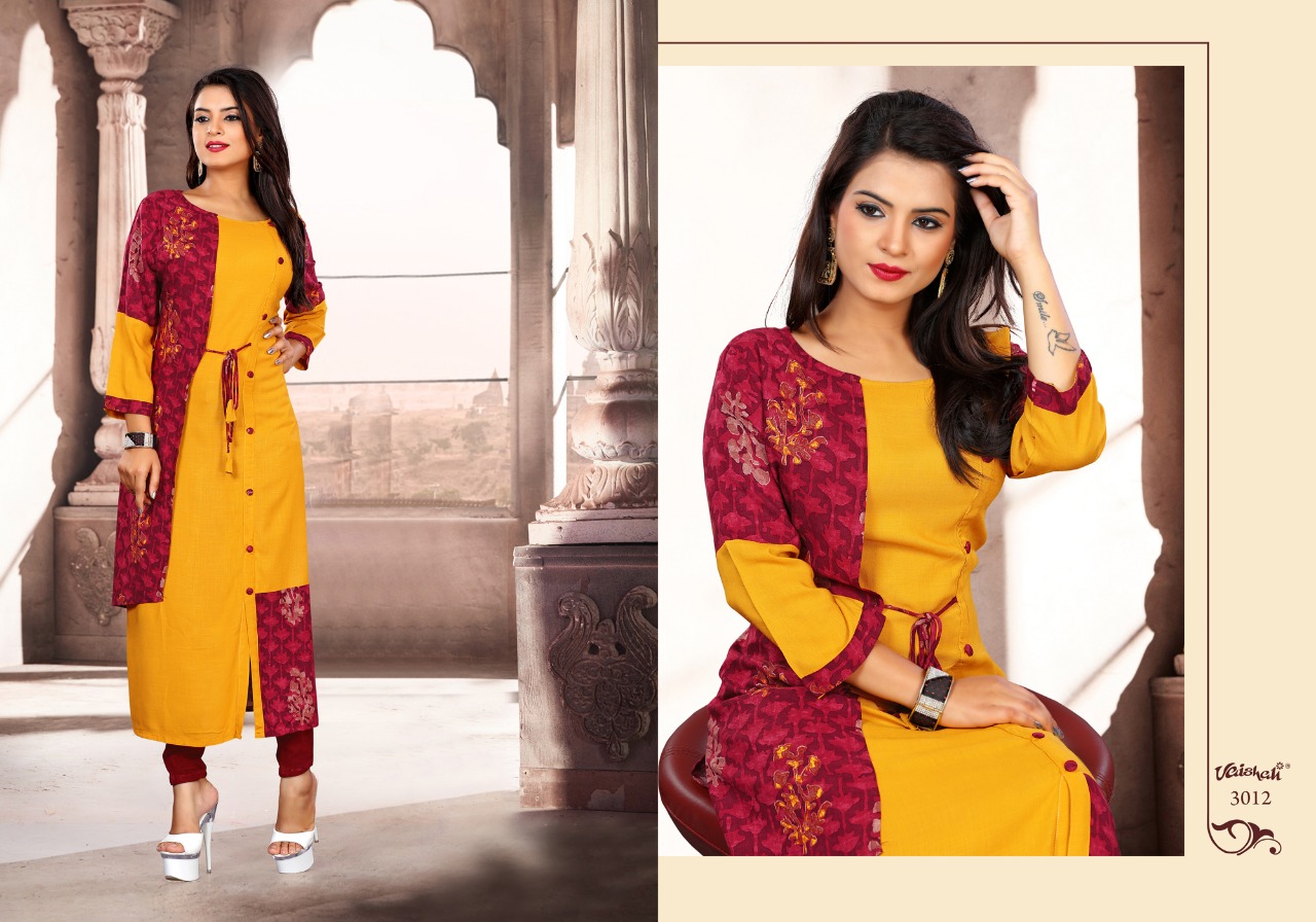 Desiring Trends By Vaishali Fashion 3011 To 3015 Series Beautiful Stylish Fancy Colorful Casual Wear & Ethnic Wear Rayon Printed Kurtis At Wholesale Price