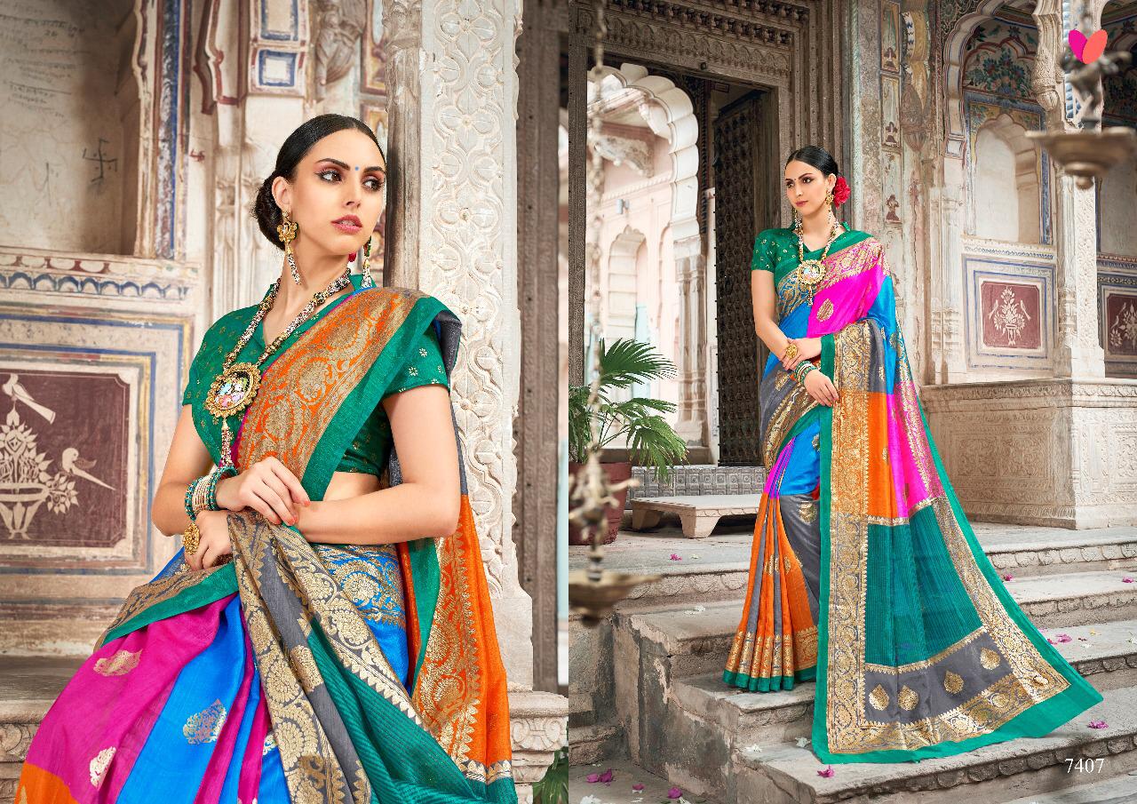 Devnaagri By Mintorasi 7401 To 7416 Series Indian Traditional Wear Collection Beautiful Stylish Fancy Colorful Party Wear & Occasional Wear Shine Silk Sarees At Wholesale Price