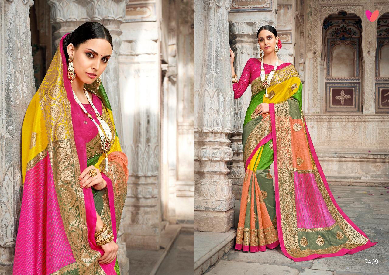 Devnaagri By Mintorasi 7401 To 7416 Series Indian Traditional Wear Collection Beautiful Stylish Fancy Colorful Party Wear & Occasional Wear Shine Silk Sarees At Wholesale Price