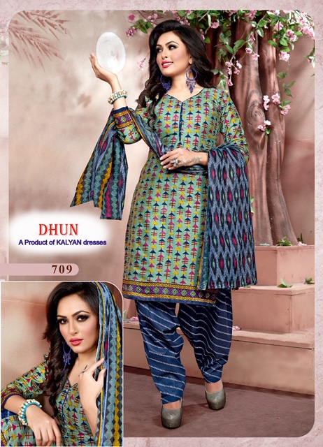 Dhun Vol-7 By Kalyan Prints 701 To 710 Series Beautiful Suits Stylish Fancy Colorful Party Wear & Ethnic Wear Cotton Printed Dresses At Wholesale Price