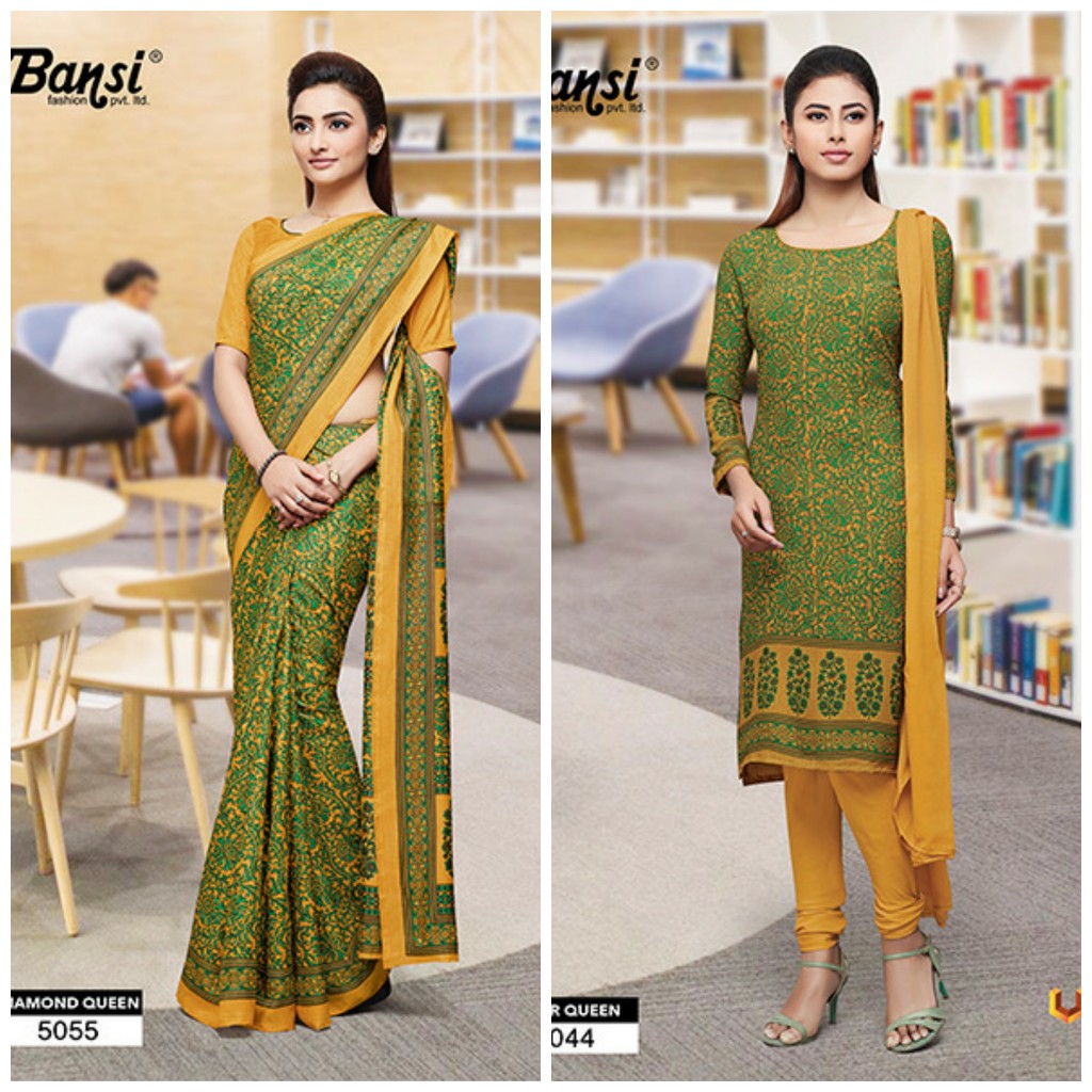 Diamond Queen By Bansi Fashion Indian Traditional Wear Collection Beautiful Stylish Fancy Colorful Party Wear & Occasional Wear Crackle Soft Printed Sarees & Dresses At Wholesale Price