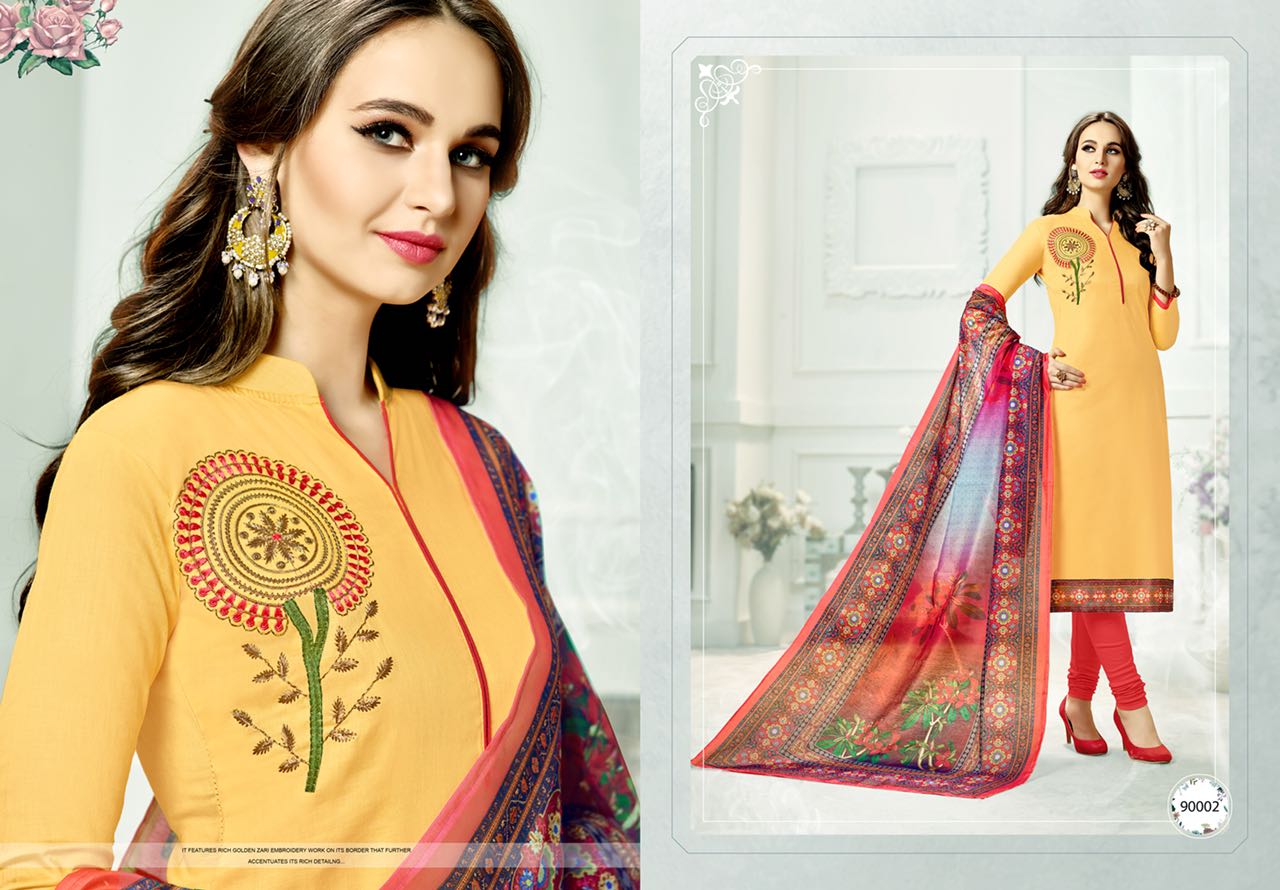 Digital By Assian Art 90001 To 90009 Series Beautiful Colorful Fancy Stylish Casual Wear & Ethnic Wear Glace Satin Embroidered Dresses At Wholesale Price