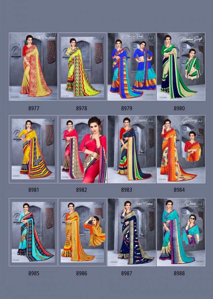 Dil Nashee Vol-13 By Kodas 8977 To 8988 Series Indian Traditional Wear Collection Beautiful Stylish Fancy Colorful Party Wear & Occasional Wear Rennial Printed Sarees At Wholesale Price