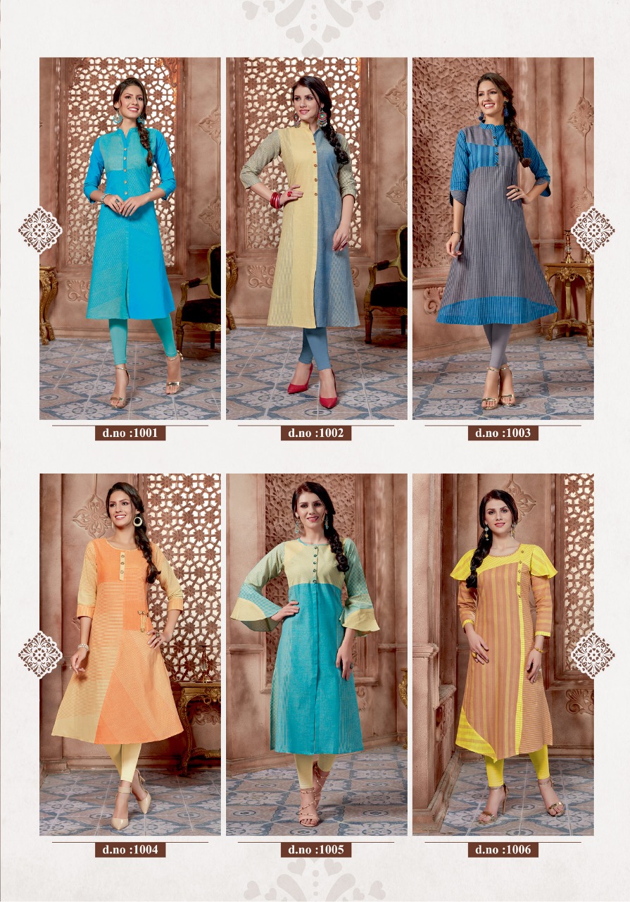Dimple By Parra Studio 1001 To 1006 Series Beautiful Colorful Stylish Fancy Casual Wear & Ethnic Wear & Ready To Wear Linen Cotton & Cotton Linning Kurtis At Wholesale Price