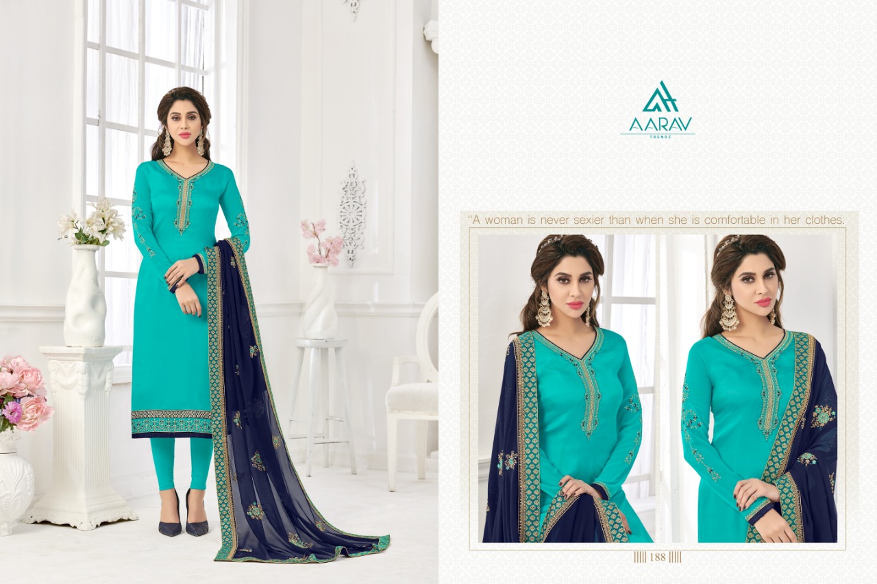 Dimpy Vol-1 By Aarav Trendz 187 To 193 Series Beautiful Stylish Fancy Colorful Casual Wear & Ethnic Wear Collection Real Georgette Satin Dresses At Wholesale Price