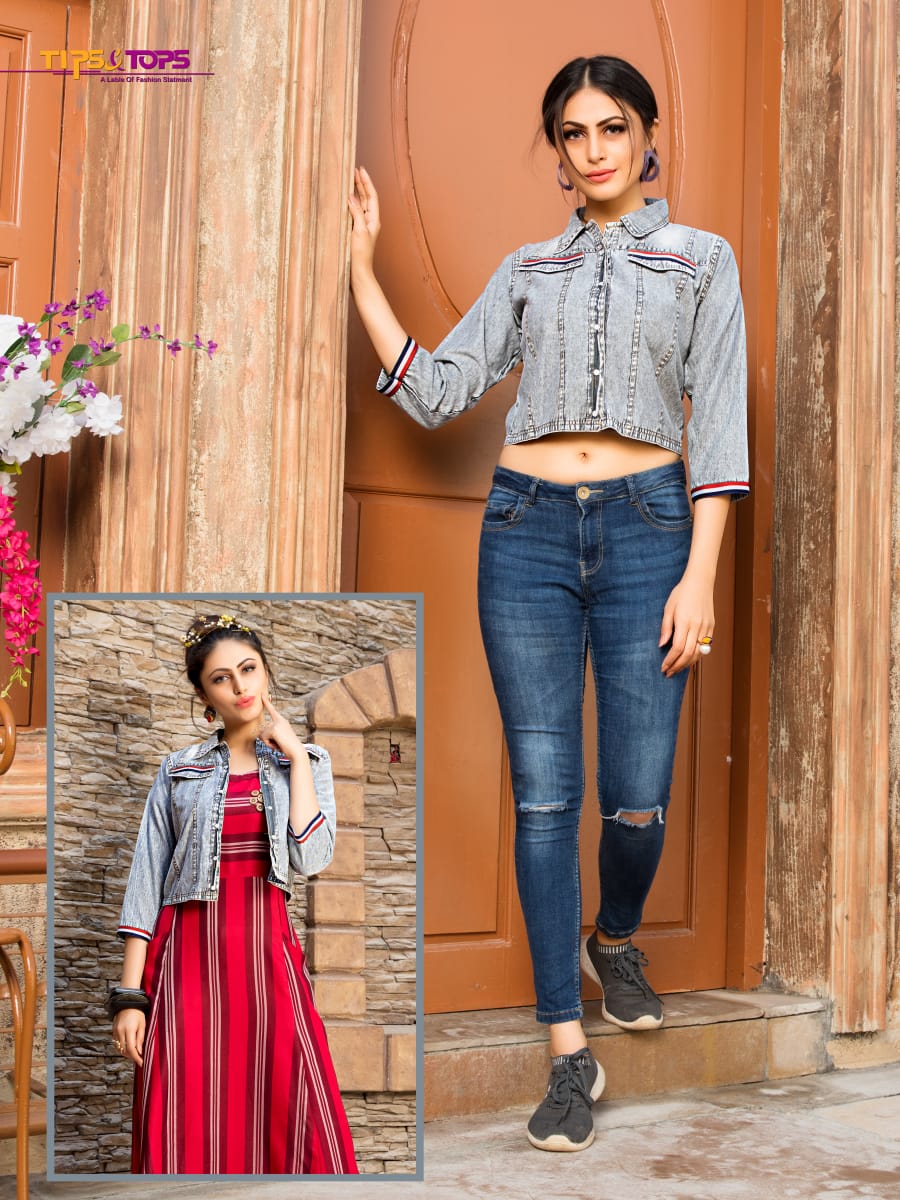 Dior By Tips And Tops  01 To 06 Series Stylish Fancy Colorful Collection Casual Wear & Ethnic Wear Cotton Denim Embroidery Kurtis At Wholesale Price