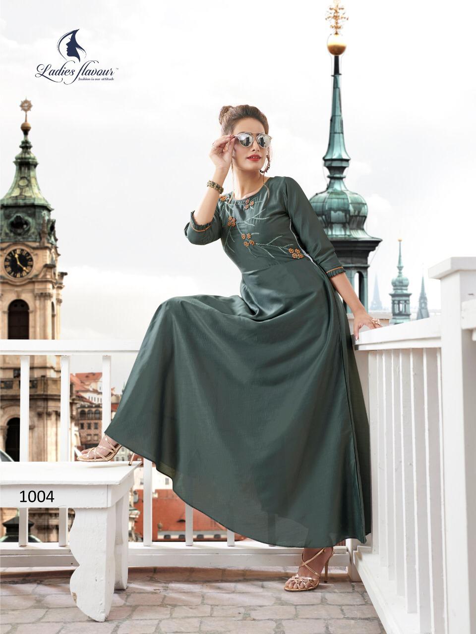 Diss-miss By Ladies Flavour 1001 To 1006 Series Beautiful Colorful Stylish Fancy Casual Wear & Ethnic Wear & Ready To Wear Muslin With Embroidery Gown At Wholesale Price