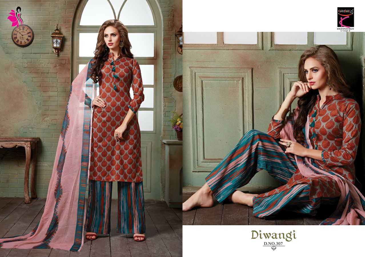 Diwangi By Khushika 301 To 308 Series Beautiful Suits Stylish Fancy Colorful Casual Wear & Ethnic Wear Pure Cotton Cambric Printed Dresses At Wholesale Price