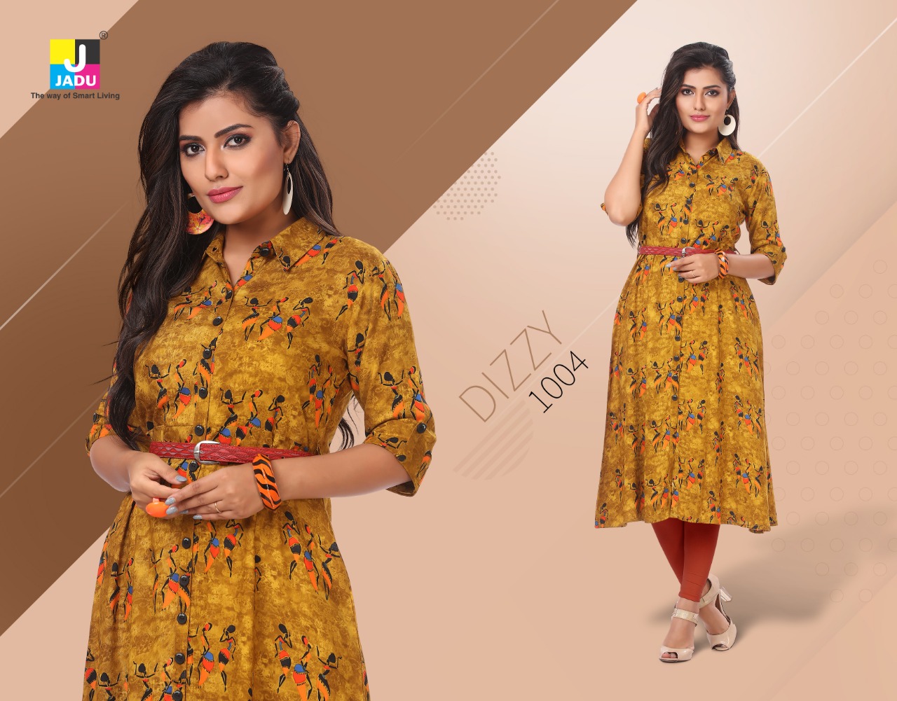 Dizzy By Jadu 1001 To 1008 Series Beautiful Designer Colorful Stylish Fancy Casual Wear & Ethnic Wear & Ready To Wear Rayon Export Quality Kurtis At Wholesale Price