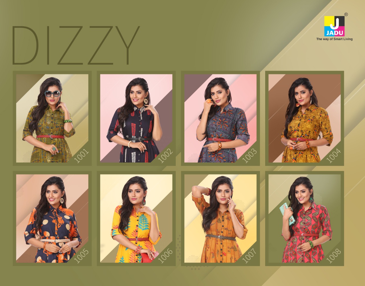 Dizzy By Jadu 1001 To 1008 Series Beautiful Designer Colorful Stylish Fancy Casual Wear & Ethnic Wear & Ready To Wear Rayon Export Quality Kurtis At Wholesale Price