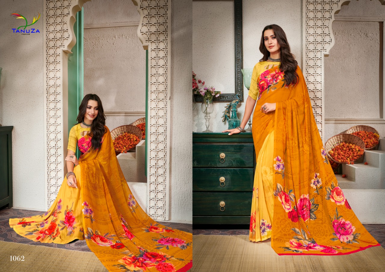 Dream Beauty By Tanuza Fashion 1055 To 1065 Series Indian Traditional Wear Collection Beautiful Stylish Fancy Colorful Party Wear & Occasional Wear Georgette Printed Sarees At Wholesale Price