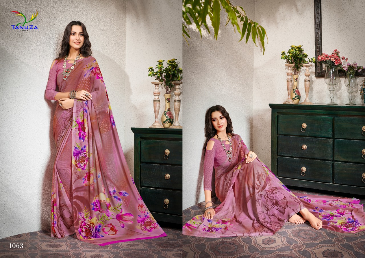 Dream Beauty By Tanuza Fashion 1055 To 1065 Series Indian Traditional Wear Collection Beautiful Stylish Fancy Colorful Party Wear & Occasional Wear Georgette Printed Sarees At Wholesale Price