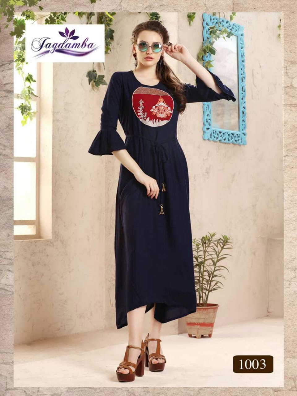Dream Girl By Jagdamba 1001 To 1008 Series Beautiful Stylish Colorful Fancy Party Wear & Ethnic Wear & Ready To Wear Rayon Printed Kurtis At Wholesale Price