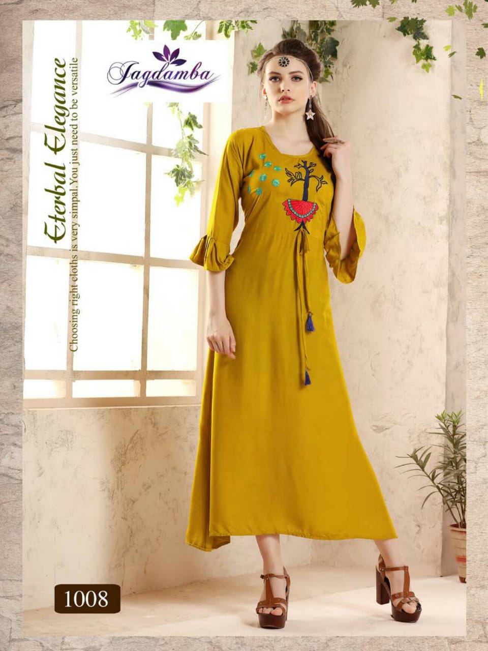 Dream Girl By Jagdamba 1001 To 1008 Series Beautiful Stylish Colorful Fancy Party Wear & Ethnic Wear & Ready To Wear Rayon Printed Kurtis At Wholesale Price