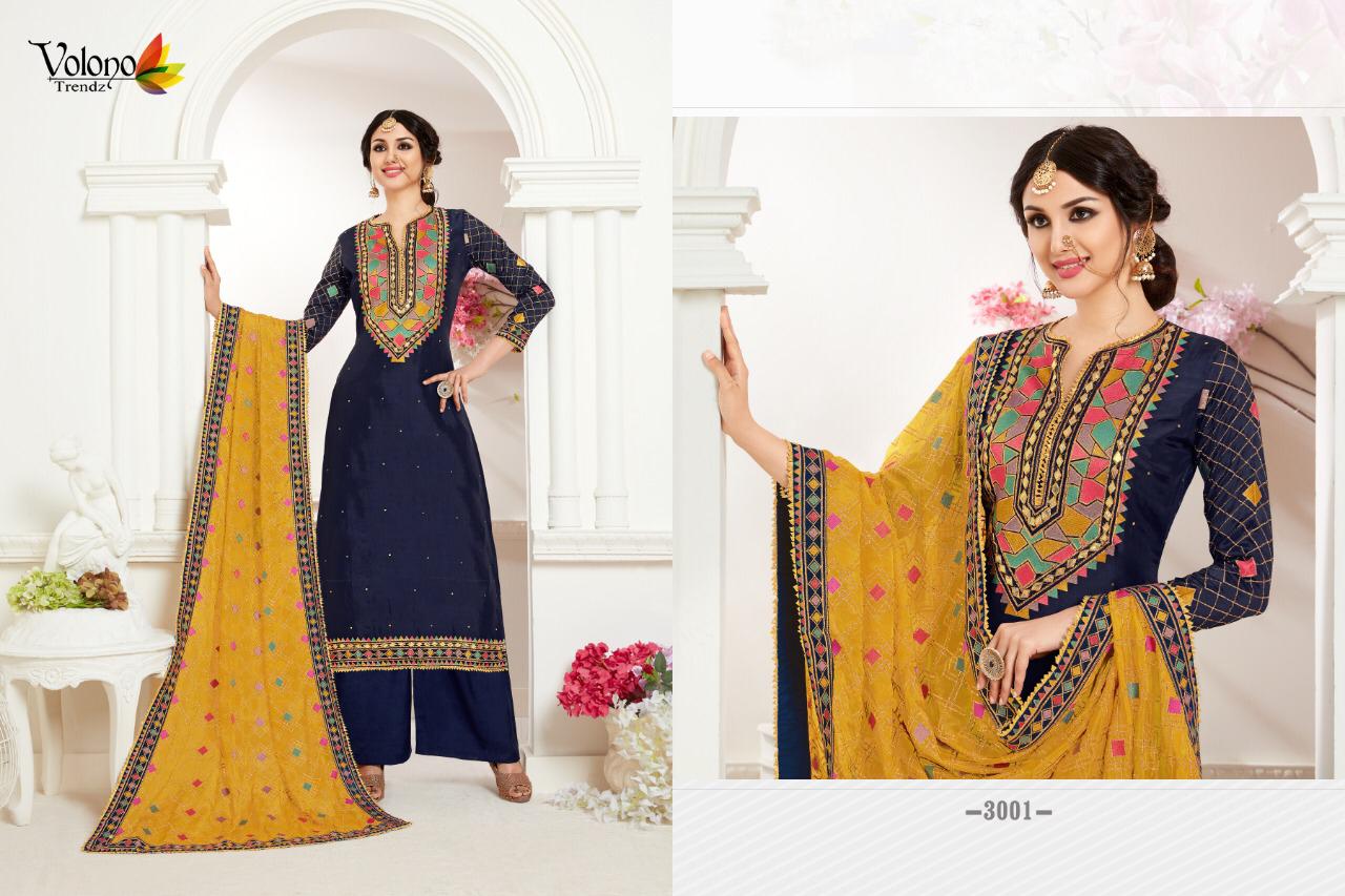Dulhan Vol-3 By Volono Trendz 3001 To 3004 Series Designer Sharara Suits Collection Beautiful Stylish Colorful Fancy Party Wear & Occasional Wear Satin Georgette Dresses At Wholesale Price