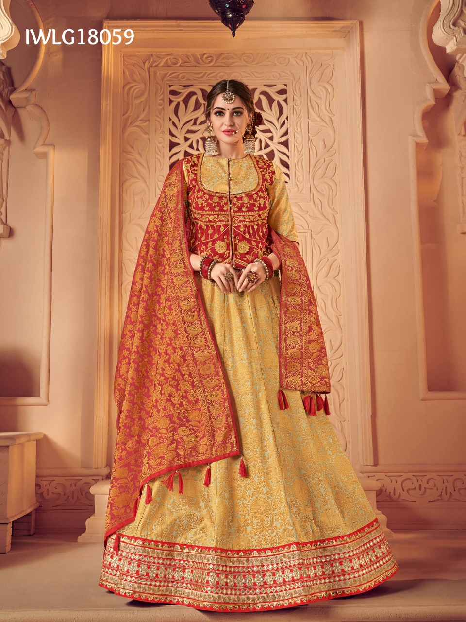 Dulhan By Fashid Wholesale 18054 To 18059 Series Indian Bridal Wear Collection Beautiful Stylish Fancy Colorful Wedding Wear & Occasional Wear Jacquard Embroidered Lehengas At Wholesale Price