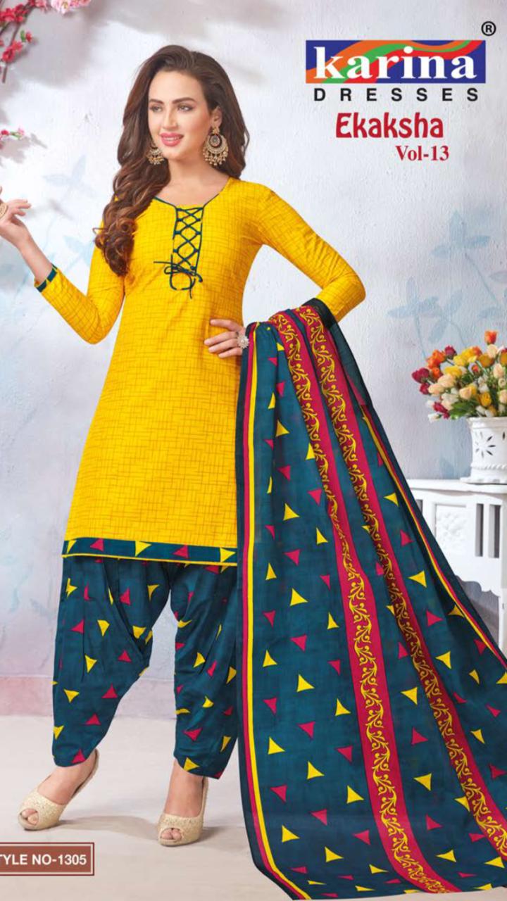 Ekaksha Vol-13 By Karina Dresses 1301 To 1312 Series Indian Traditional Wear Collection Beautiful Stylish Fancy Colorful Party Wear & Occasional Wear Cotton Printed Dress At Wholesale Price