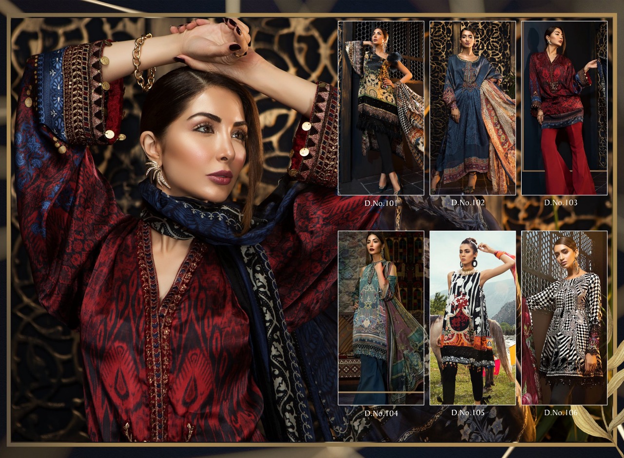 Eleena By Levisha 101 To 106 Series Beautiful Suits Stylish Fancy Colorful Party Wear & Ethnic Wear Crepe Silk Printed Pakistani Dresses At Wholesale Price