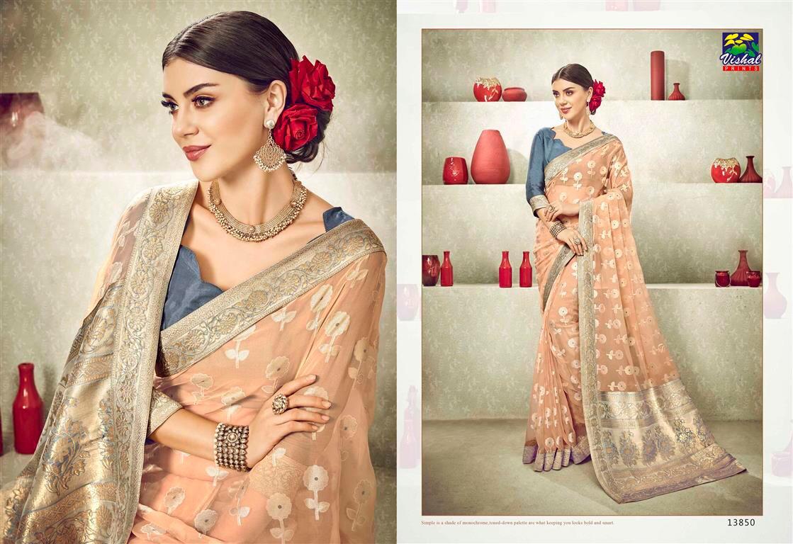 Eleganza Vol-4 By Vishal Prints 13850 To 13867 Series Indian Traditional Wear Collection Beautiful Stylish Fancy Colorful Party Wear & Occasional Wear Fancy Sarees At Wholesale Price