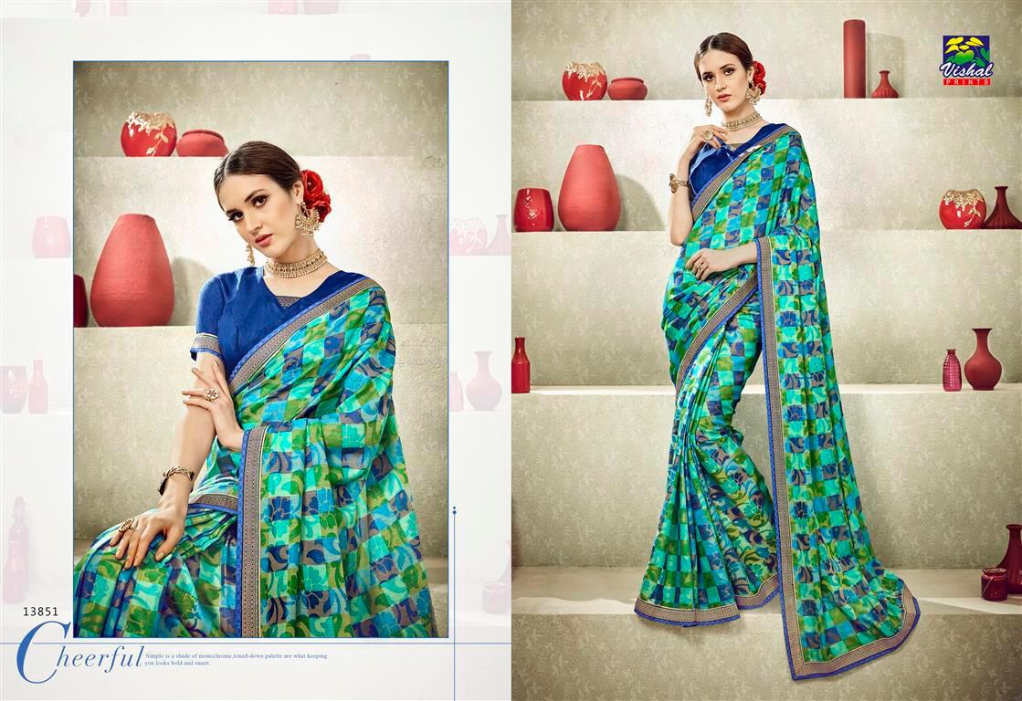 Eleganza Vol-4 By Vishal Prints 13850 To 13867 Series Indian Traditional Wear Collection Beautiful Stylish Fancy Colorful Party Wear & Occasional Wear Fancy Sarees At Wholesale Price