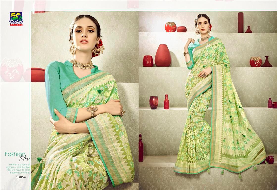 Eleganza Vol-4 By Vishal Prints 13850 To 13867 Series Indian Traditional Wear Collection Beautiful Stylish Fancy Colorful Party Wear & Occasional Wear Fancy Sarees At Wholesale Price